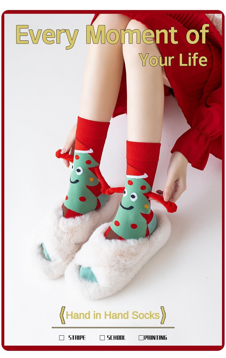 Christmas Hand Socks Couple Magnetic Long Socks