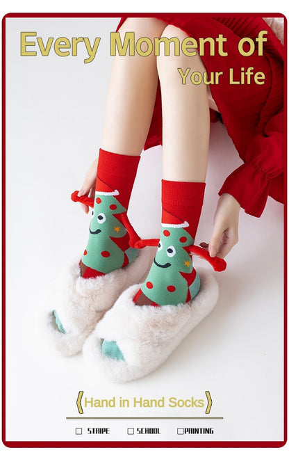 Christmas Hand Socks Couple Magnetic Long Socks