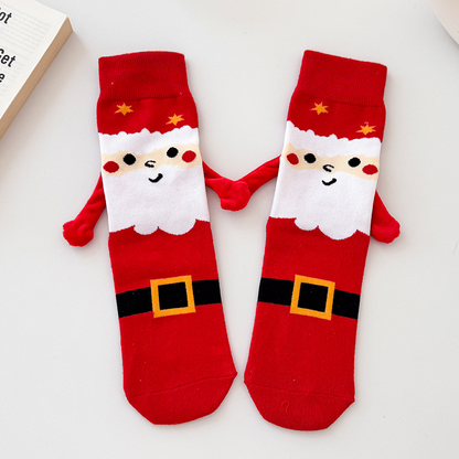 Chaussettes longues magnétiques pour couple de chaussettes à main de Noël