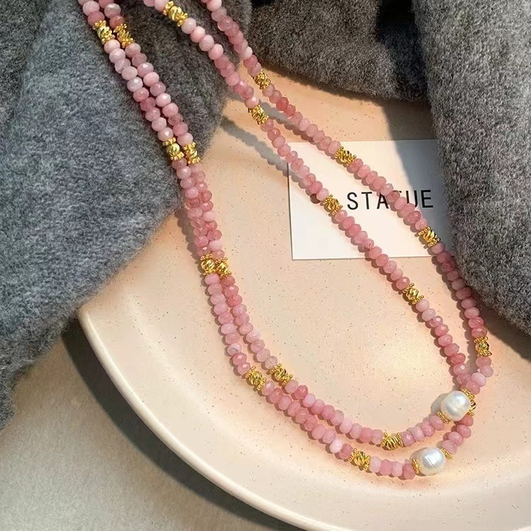 Natural Pink Crystal Necklace