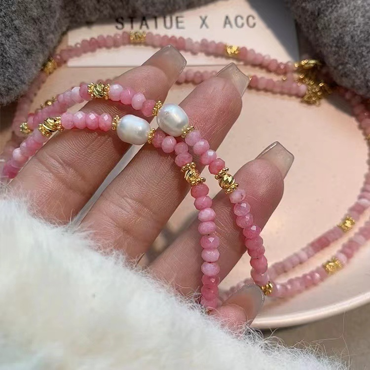 Natural Pink Crystal Necklace