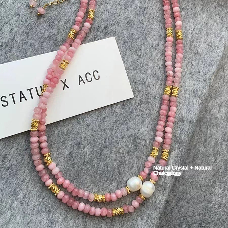 Natural Pink Crystal Necklace