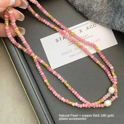 Natural Pink Crystal Necklace