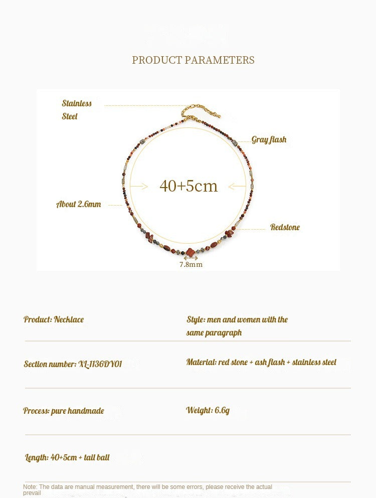 Collier rétro en pierre naturelle rouge Ankela