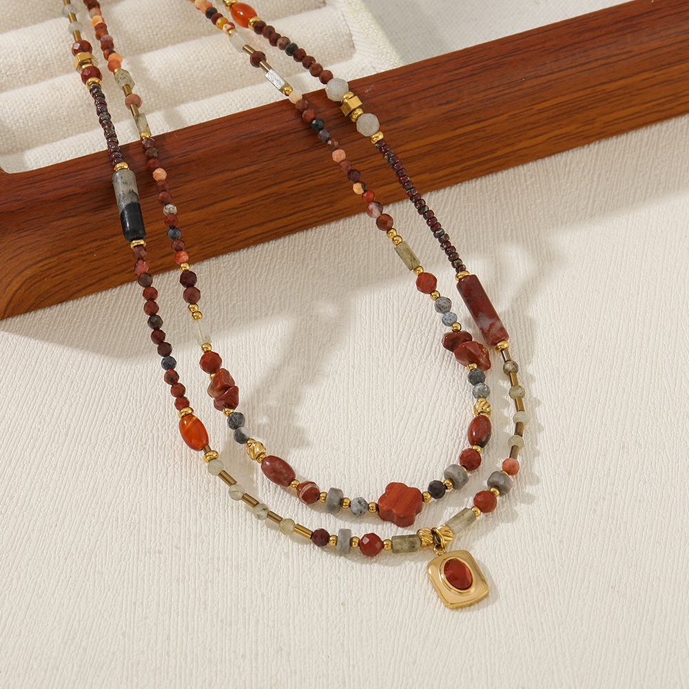 Retro Ankela Red Natural Stone Necklace