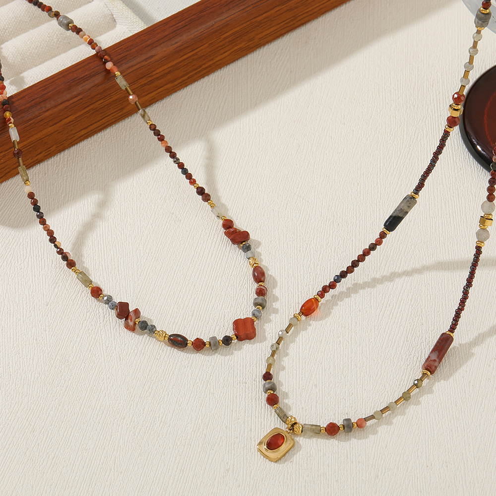 Retro Ankela Red Natural Stone Necklace