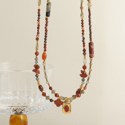 Retro Ankela Red Natural Stone Necklace