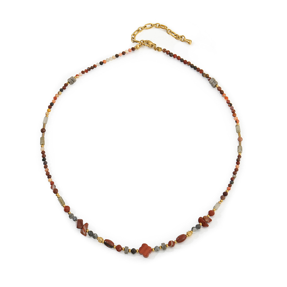 Collier rétro en pierre naturelle rouge Ankela