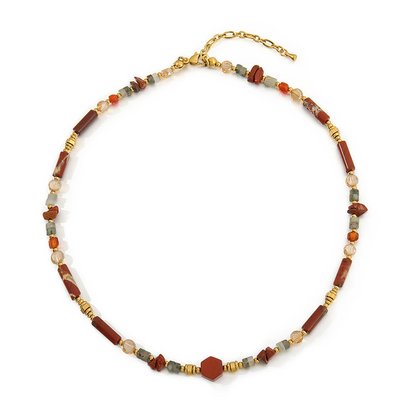 Collier rétro en pierre naturelle rouge Ankela