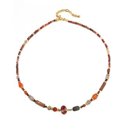 Collier rétro en pierre naturelle rouge Ankela