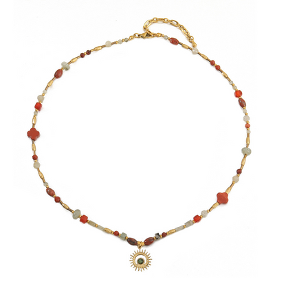 Collier rétro en pierre naturelle rouge Ankela