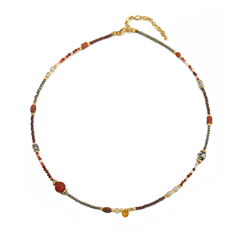 Collier rétro en pierre naturelle rouge Ankela