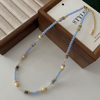 Aquamarine Freshwater Pearl Necklace