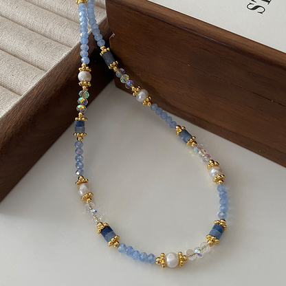 Collier de perles d'eau douce aigue-marine