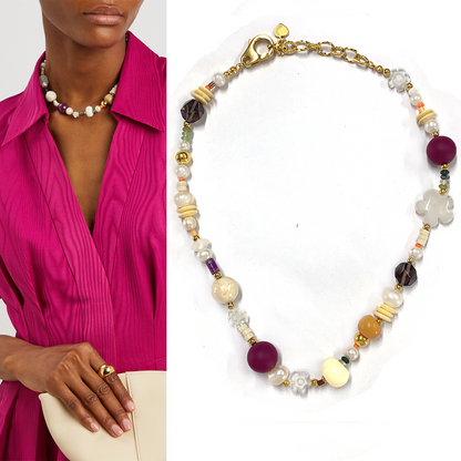 Natural Pearl Mix and Match Angola Red Necklace