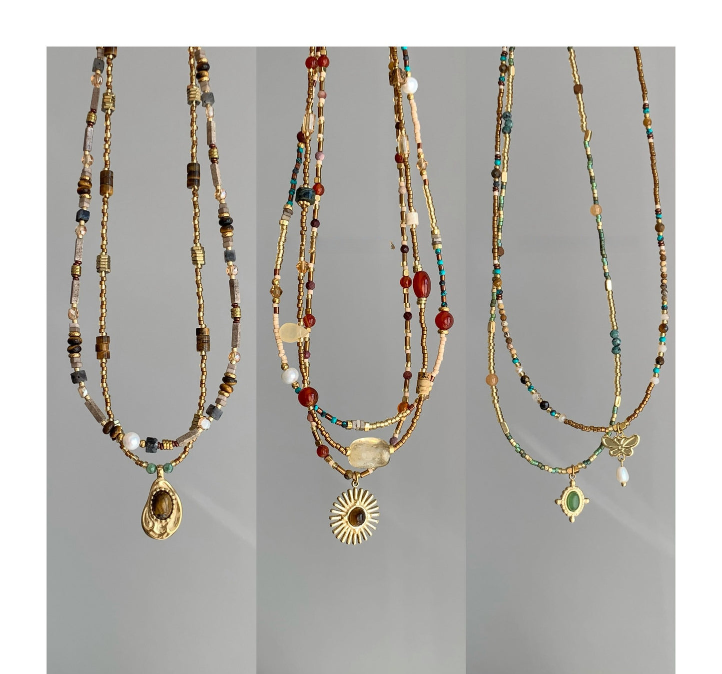 Collier de perles de glaçure colorées