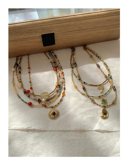 Colored Glaze Bead Color Necklace