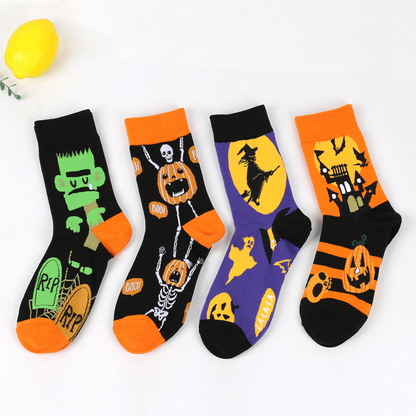 Halloween Witch Pumpkin Tube Socks