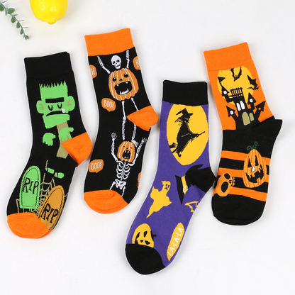 Chaussettes tube citrouille sorcière d'Halloween