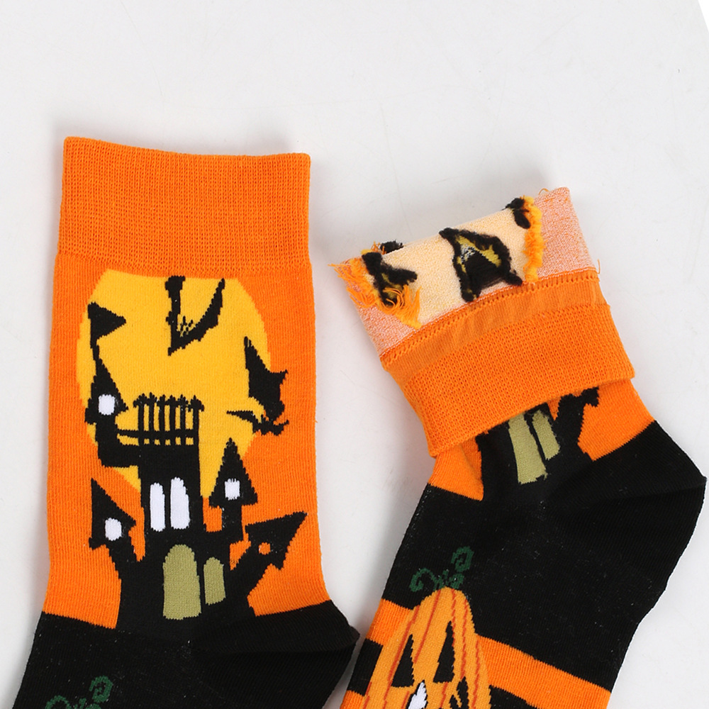 Chaussettes tube citrouille sorcière d'Halloween