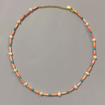 Colorful Natural Stone Tube Beads Beaded Necklace