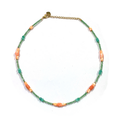 Colorful Natural Stone Tube Beads Beaded Necklace