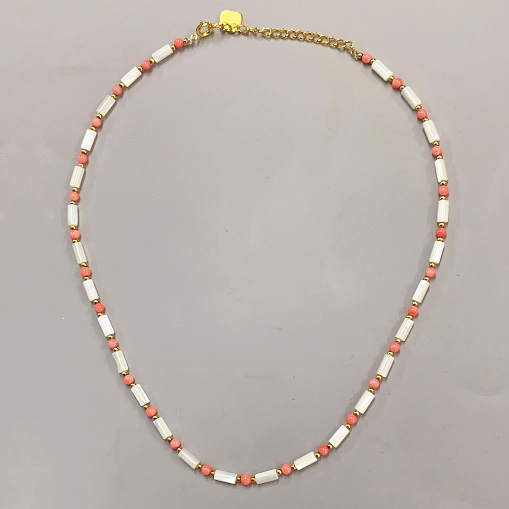 Colorful Natural Stone Tube Beads Beaded Necklace