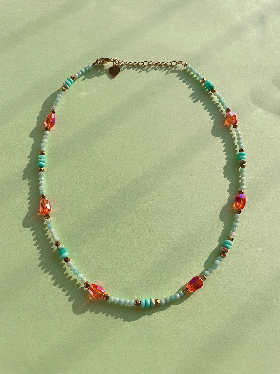 Colorful Natural Stone Tube Beads Beaded Necklace