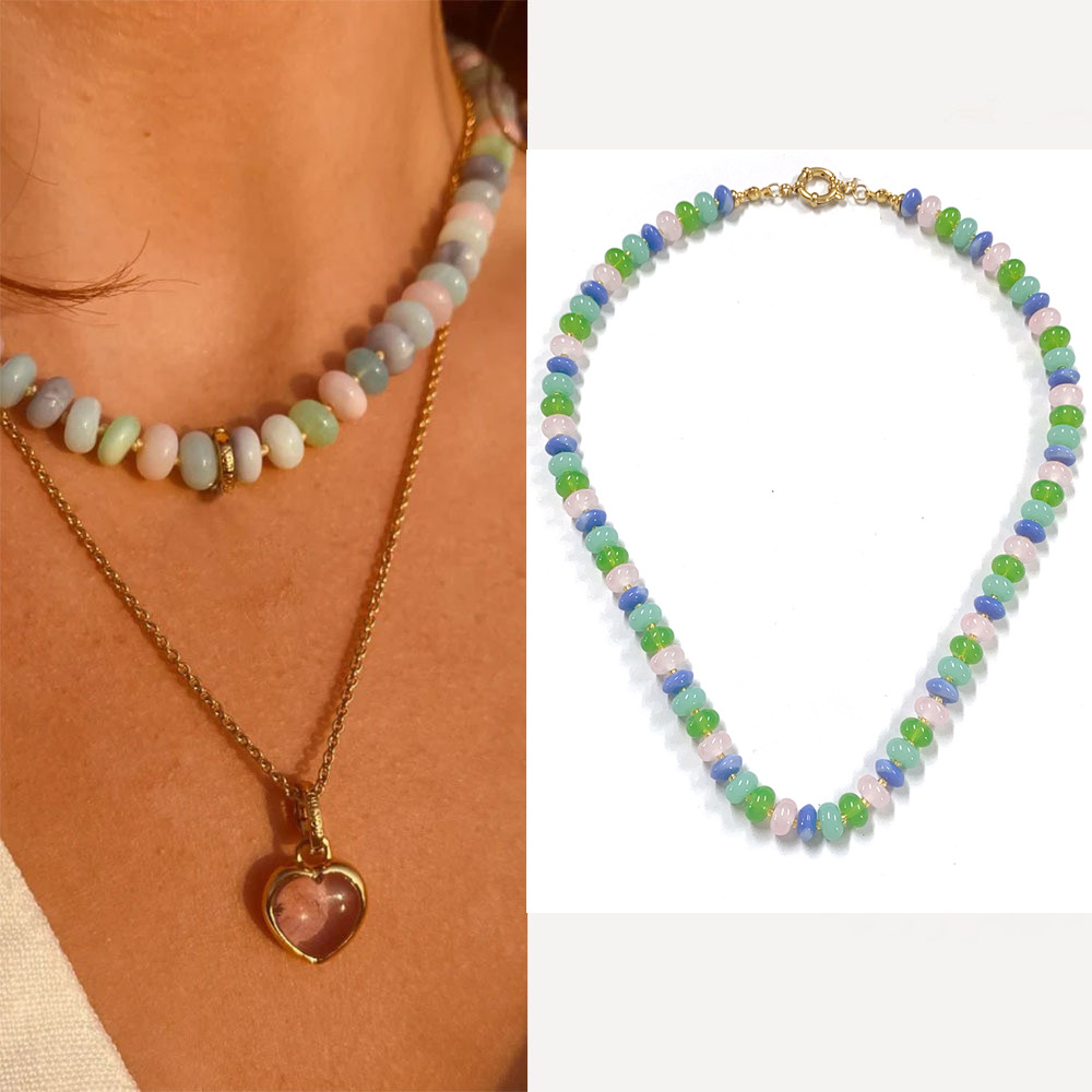 Rainbow Natural Stone Necklace Clavicle Chain