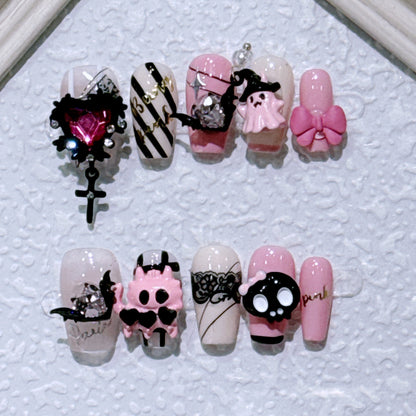 Cute Funny Demonheart Press-on Nails