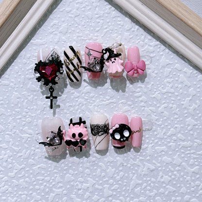 Cute Funny Demonheart Press-on Nails