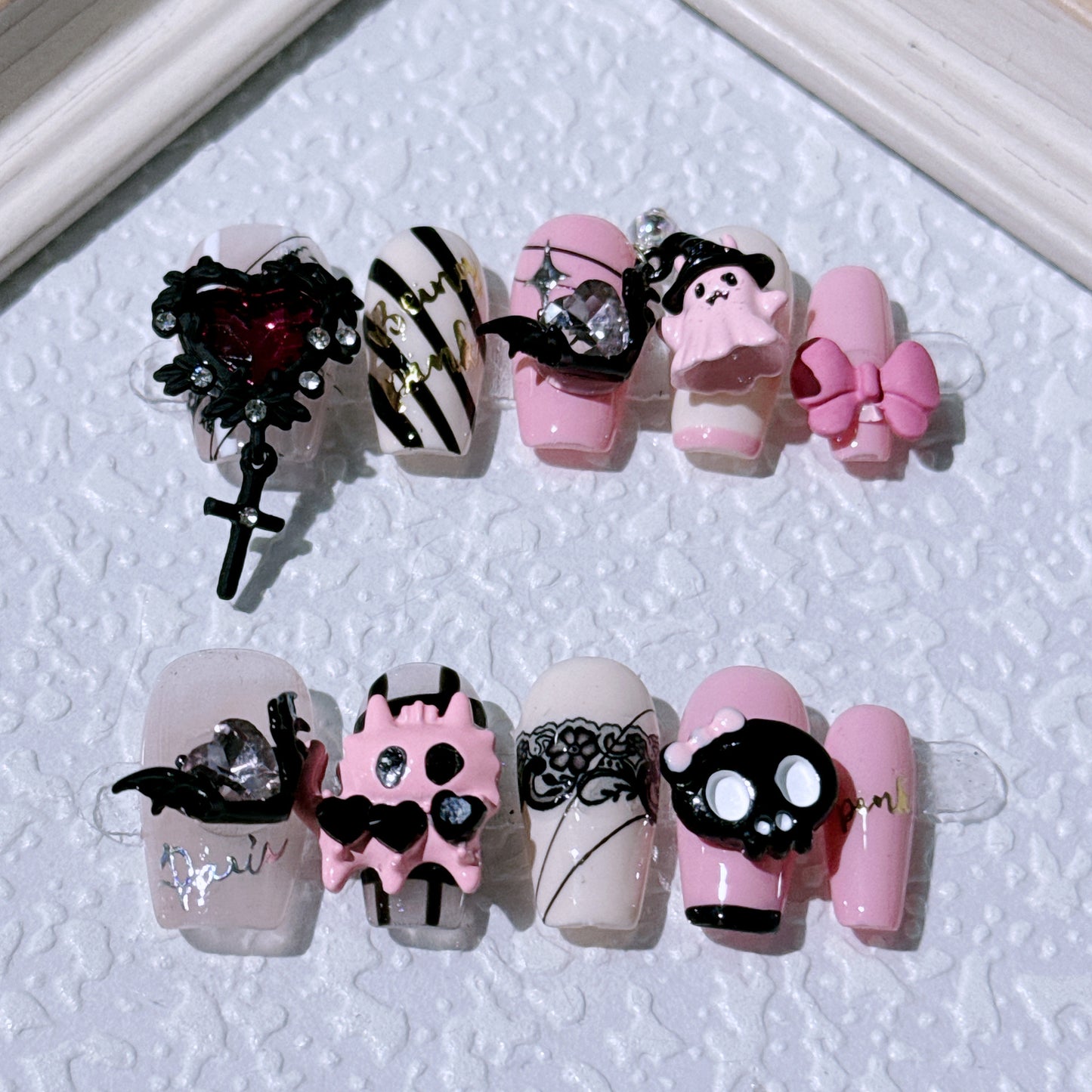 Cute Funny Demonheart Press-on Nails