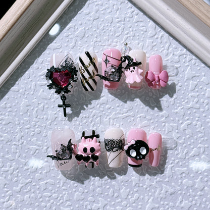 Cute Funny Demonheart Press-on Nails