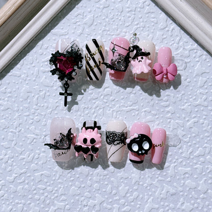 Cute Funny Demonheart Press-on Nails