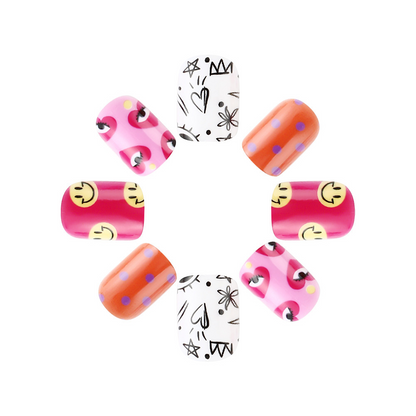 Short Smiling Face Love Press-on Nails