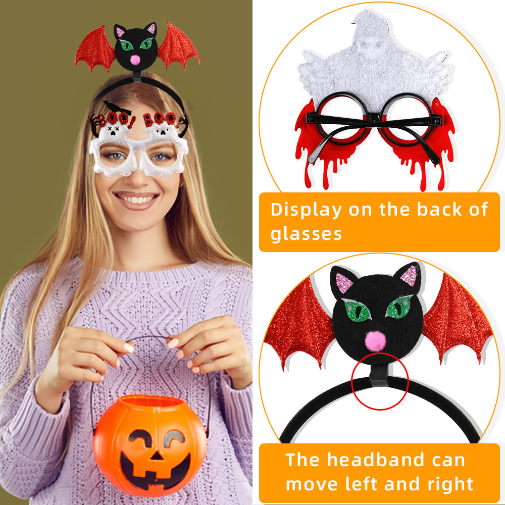 Halloween-Geisterfledermausbrille, Kopfbedeckung und Maske