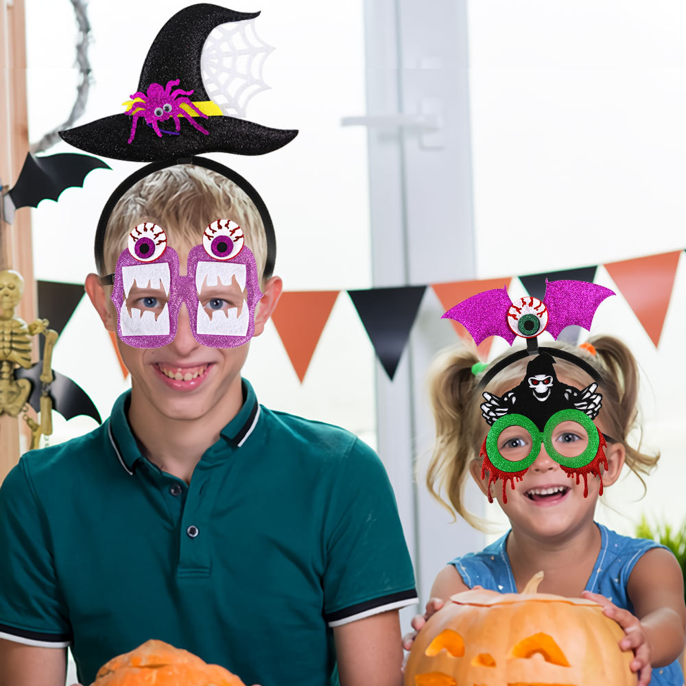 Halloween-Geisterfledermausbrille, Kopfbedeckung und Maske