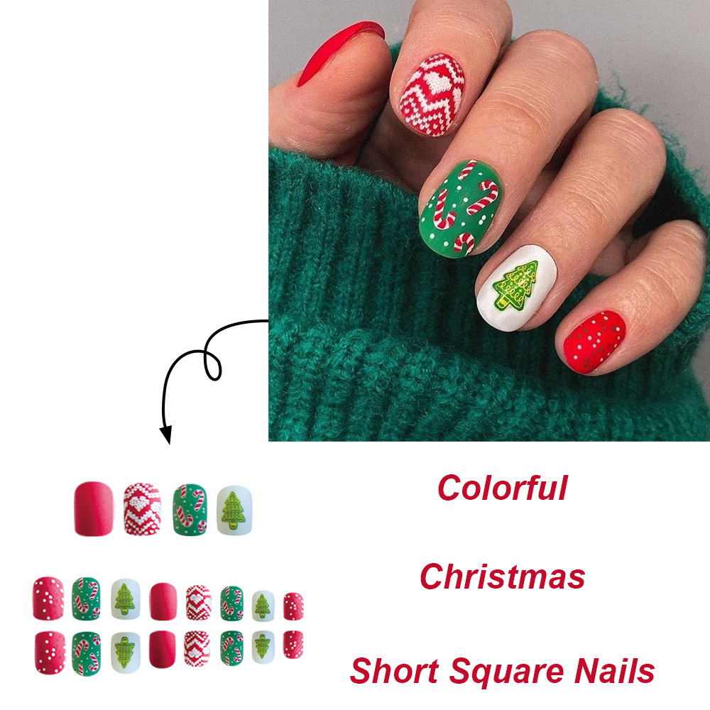 Christmas Tree Cane Press-on Nails