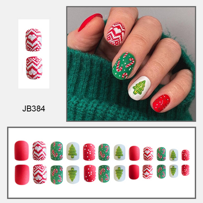 Christmas Tree Cane Press-on Nails