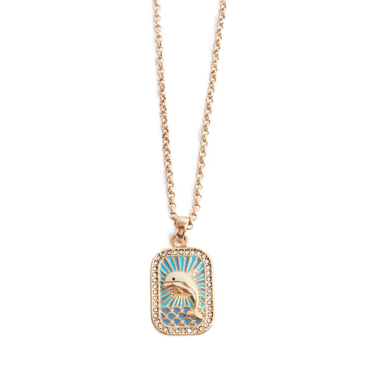 Collier de tarot coloré avec chaîne de clavicule carrée en zirconium intégré