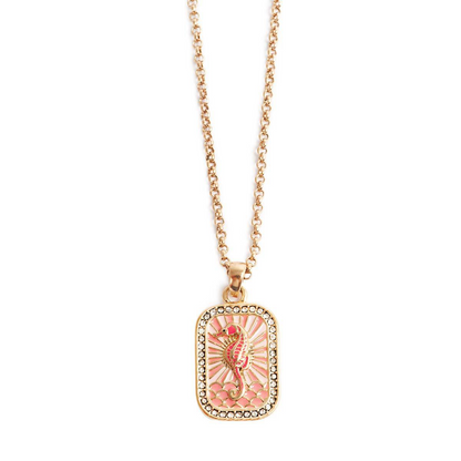 Color Tarot Necklace Square Embedded Zirconium Clavicle Chain