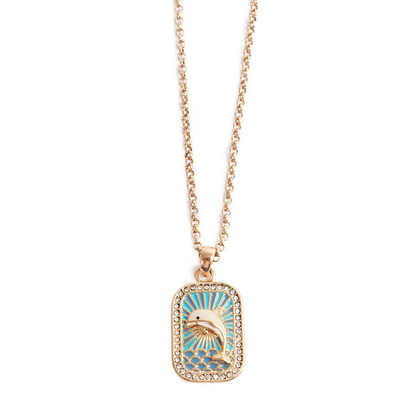 Color Tarot Necklace Square Embedded Zirconium Clavicle Chain