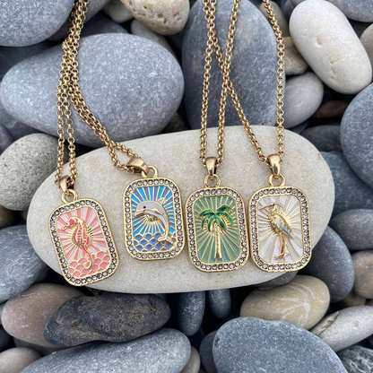 Collier de tarot coloré avec chaîne de clavicule carrée en zirconium intégré