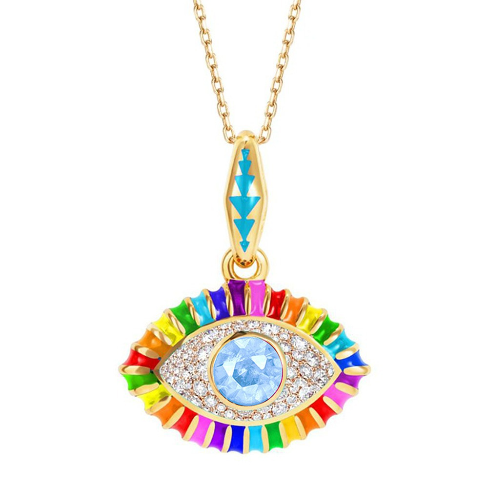 Collier avec pendentif en œil de diable coloré