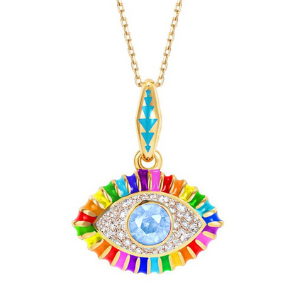 Collier avec pendentif en œil de diable coloré