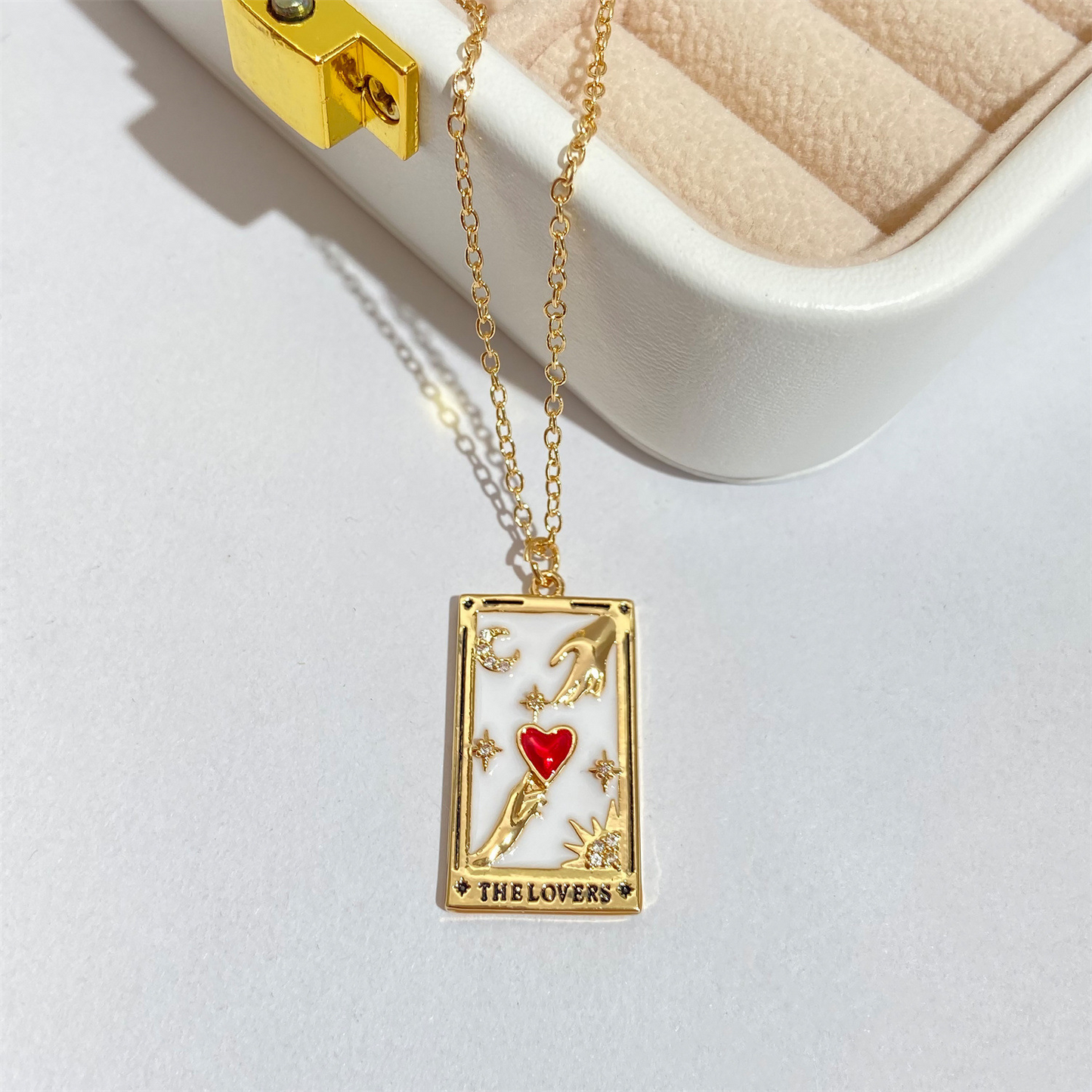 Square Plate Necklace with Diamond