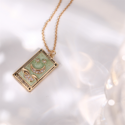 Square Plate Necklace with Diamond